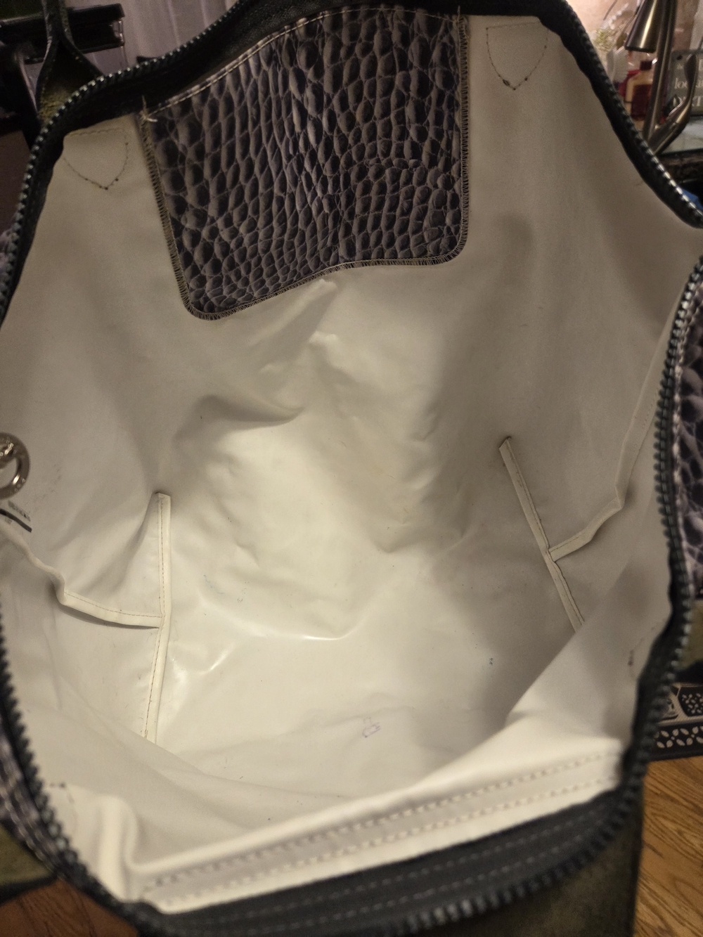 Longchamp Le Pliage Croc-Print Nylon Tote Bag in grey Large - Picture 16 of 16